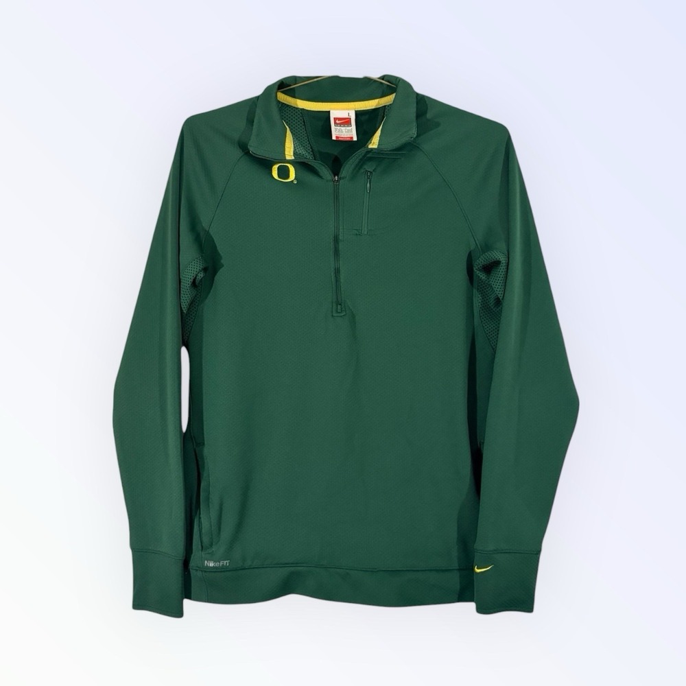 Oregon DUCKS Football TEAM Nike PLAYER EXCLUSIVE 1/4‎ Zip JACKET WOMENS LARGE